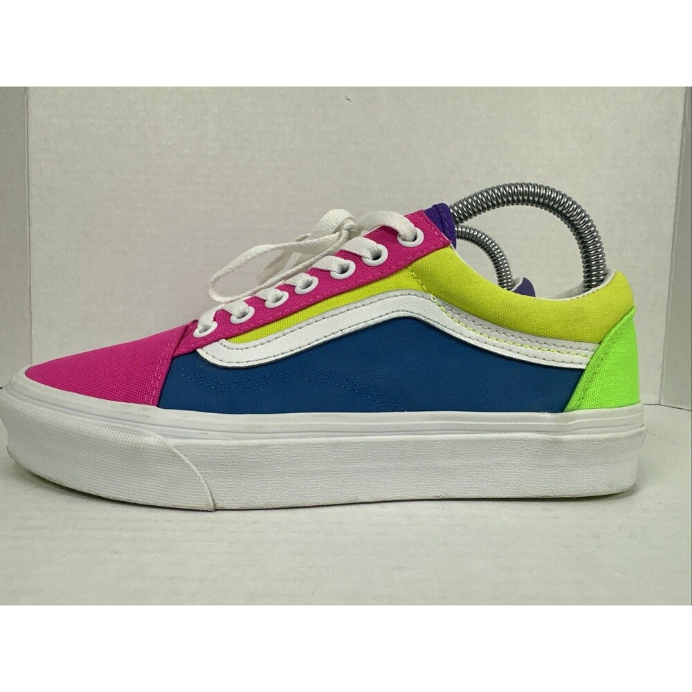 Vans Old Skool Shoes Mens Size 6.5 Womens 8 Neon Multi Color Skate Sneakers